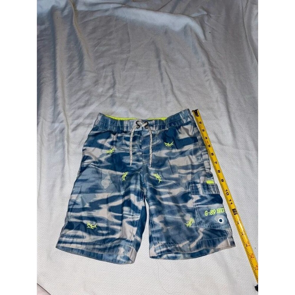 Boy’s BabyGap Blue & Green Shark Print Swim Trunks Size 5